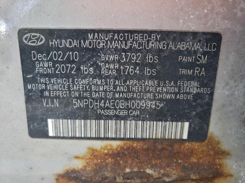 Aukcja sprzedaży 2011 Hyundai Elantra, vin: 5NPDH4AE0BH009945, numer aukcji: 95824245