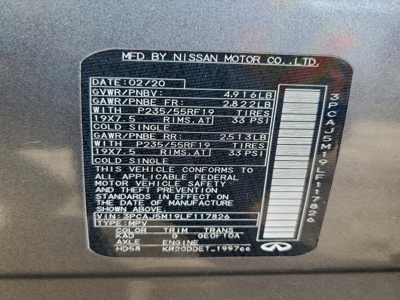 Aukcja sprzedaży 2020 Infiniti Qx50 Pure, vin: 3PCAJ5M19LF117826, numer aukcji: 97018355