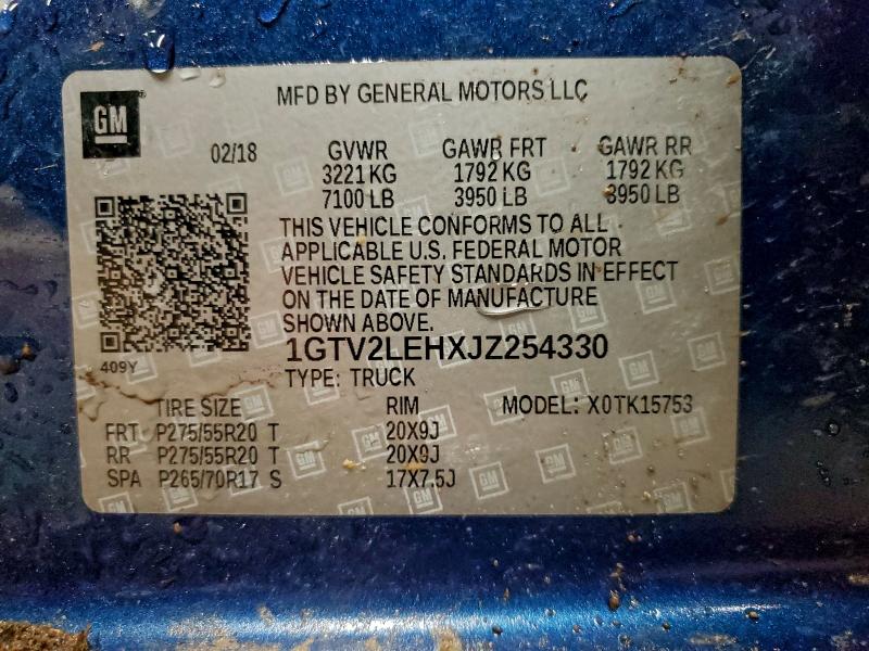 97402055 :رقم المزاد ، 1GTV2LEHXJZ254330 vin ، 2018 Gmc Sierra مزاد بيع