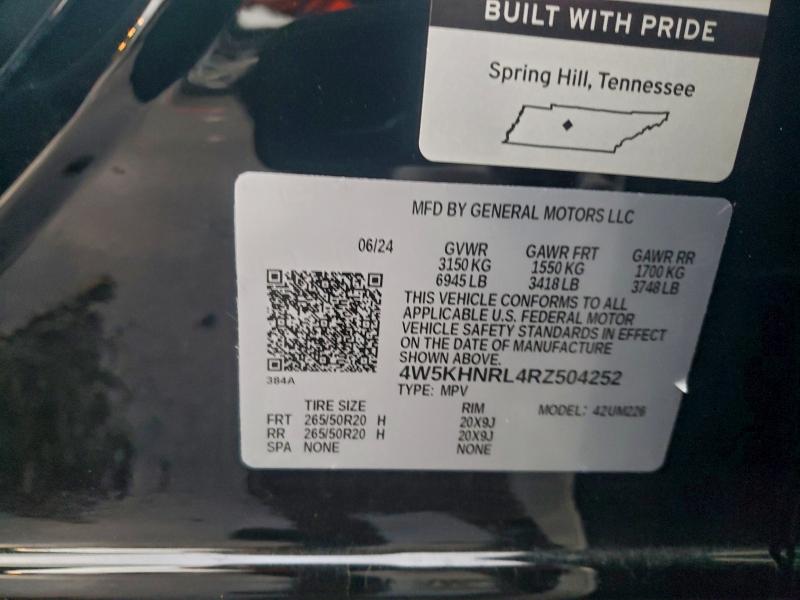 96444975 :رقم المزاد ، 4W5KHNRL4RZ504252 vin ، 2024 Acura Zdx مزاد بيع