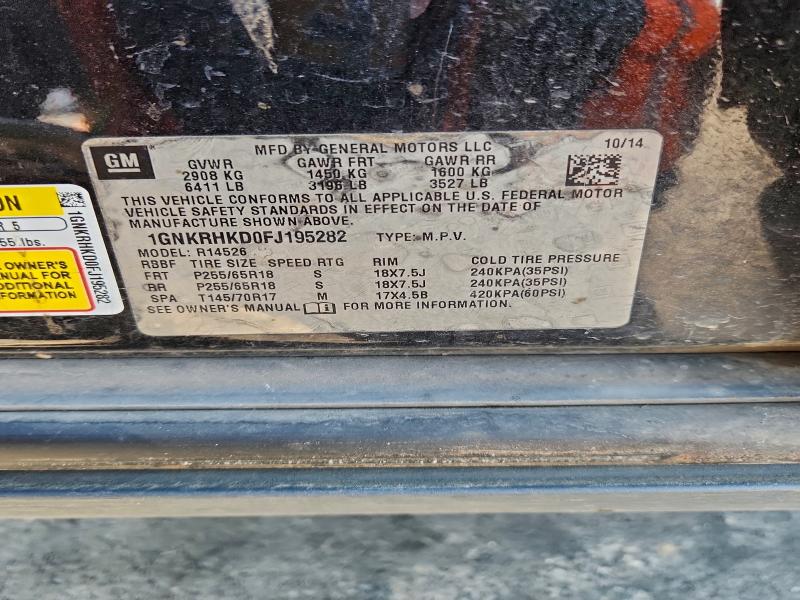 Aukcja sprzedaży 2015 Chevrolet Traverse, vin: 1GNKRHKD0FJ195282, numer aukcji: 95216255
