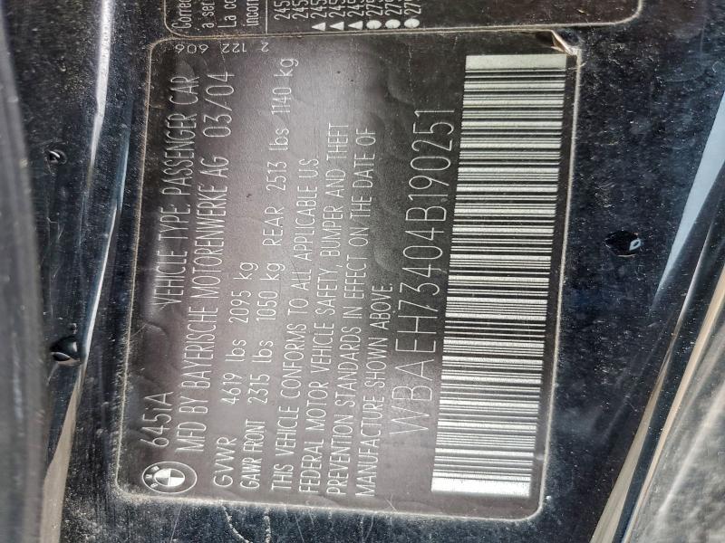 Продаж на аукціоні авто 2004 Bmw 645, vin: WBAEH73404B190251, номер лоту: 94865865