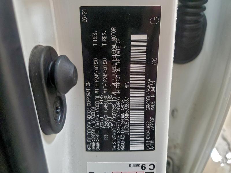 95292425 :رقم المزاد ، JTEKU5JR4M5938367 vin ، 2021 Toyota 4runner مزاد بيع
