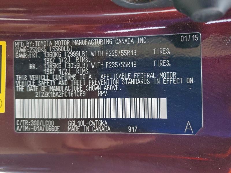 Продаж на аукціоні авто 2015 Lexus Rx 350, vin: 2T2ZK1BA2FC181089, номер лоту: 94737115