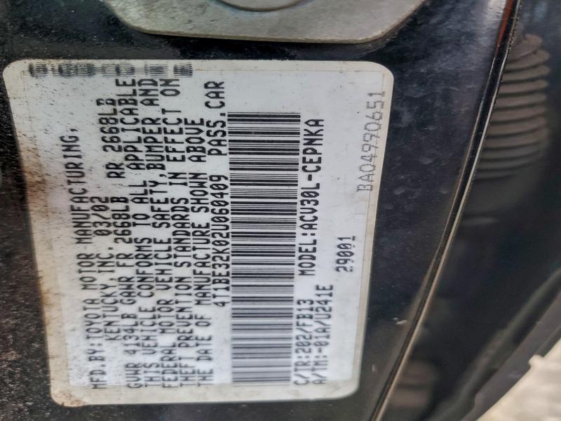 Aukcja sprzedaży 2002 Toyota Camry Le, vin: 4T1BE32K02U060409, numer aukcji: 97658555