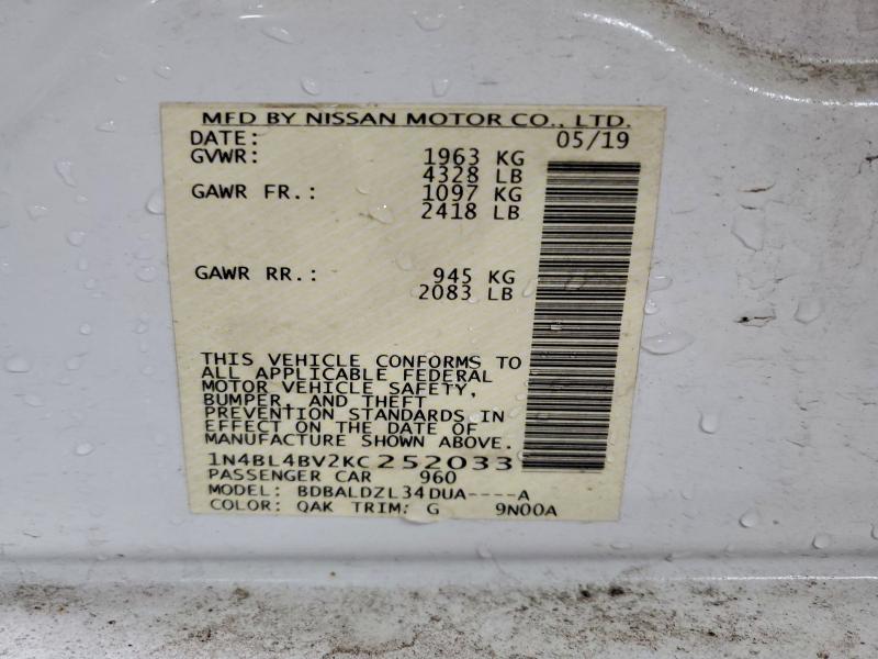 Продажа на аукционе авто 2019 Nissan Altima S, vin: 1N4BL4BV2KC252033, номер лота: 94910605