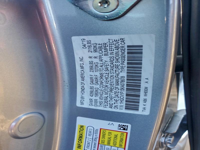 Aukcja sprzedaży 2019 Honda Accord, vin: 1HGCV1F15KA078678, numer aukcji: 96081105