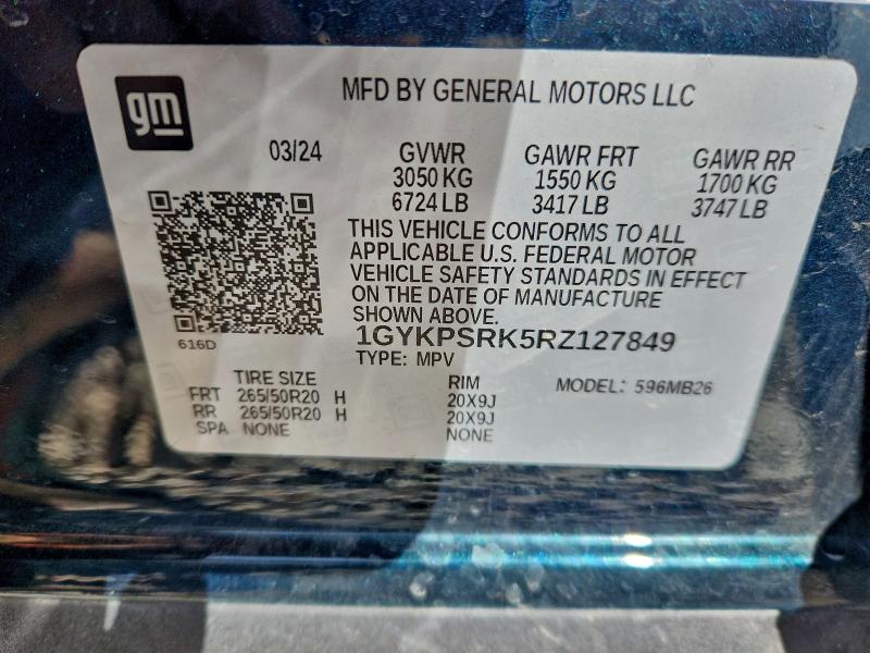 Продаж на аукціоні авто 2024 Cadillac Lyriq, vin: 1GYKPSRK5RZ127849, номер лоту: 95177575