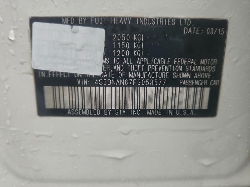 98088925 :رقم المزاد ، 4S3BNAN67F3058577 vin ، 2015 Subaru Legacy 2.5 مزاد بيع