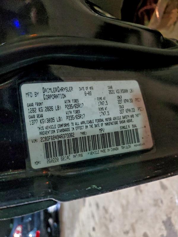 96502825 :رقم المزاد ، 2C8GF68494R373362 vin ، 2004 Chrysler Pacifica مزاد بيع