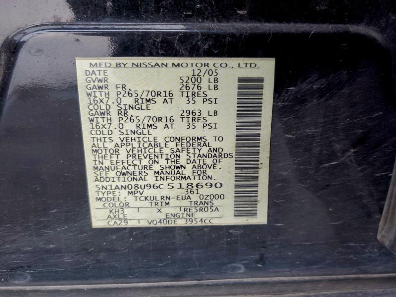 96535695 :رقم المزاد ، 5N1AN08U96C518690 vin ، 2006 Nissan Xterra مزاد بيع
