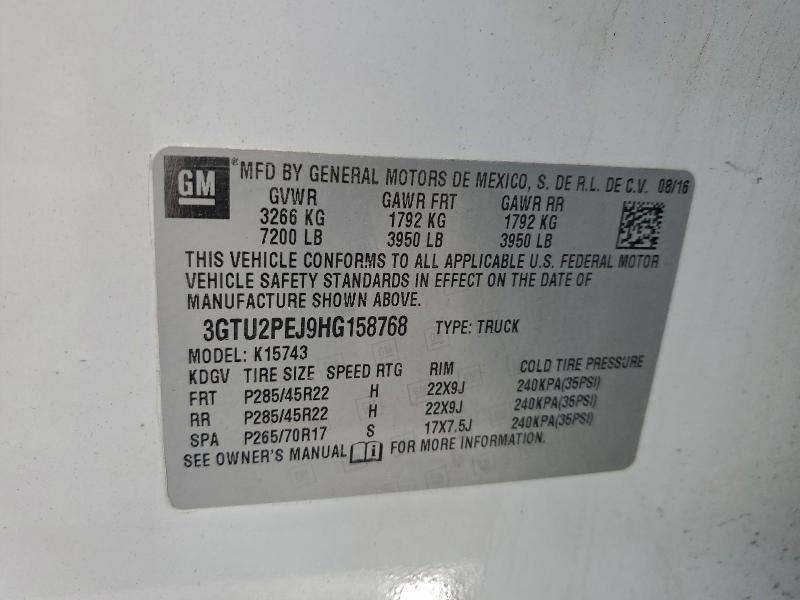 Aukcja sprzedaży 2017 Gmc Sierra, vin: 3GTU2PEJ9HG158768, numer aukcji: 95361695