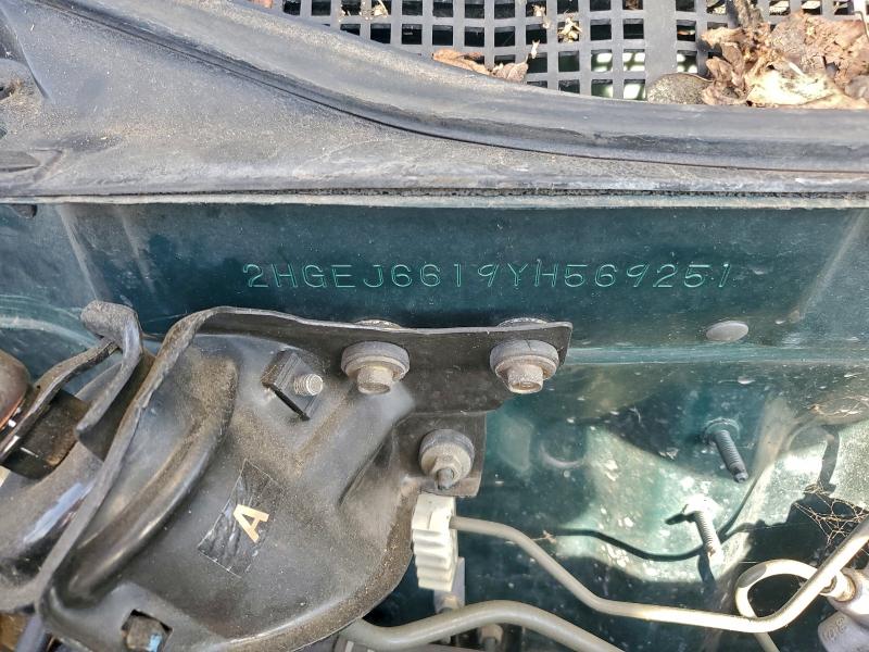 Aukcja sprzedaży 2000 Honda Civic, vin: 2HGEJ6619YH569251, numer aukcji: 86183235