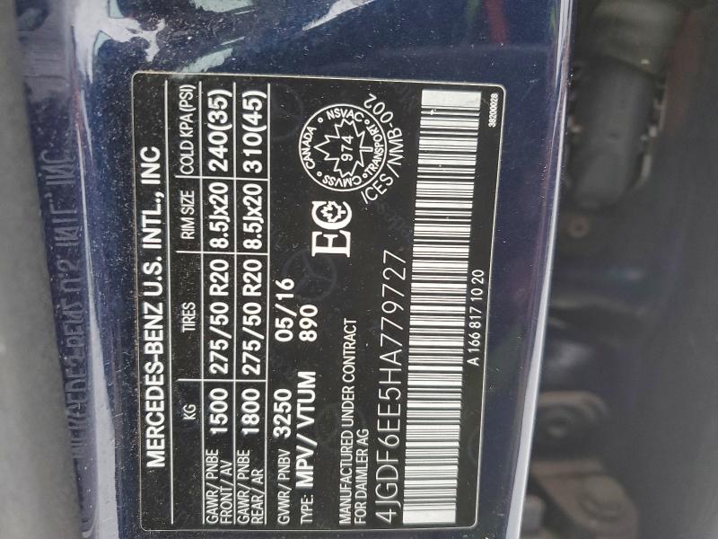 97343635 :رقم المزاد ، 4JGDF6EE5HA779727 vin ، 2017 Mercedes-benz Gls 450 4m مزاد بيع
