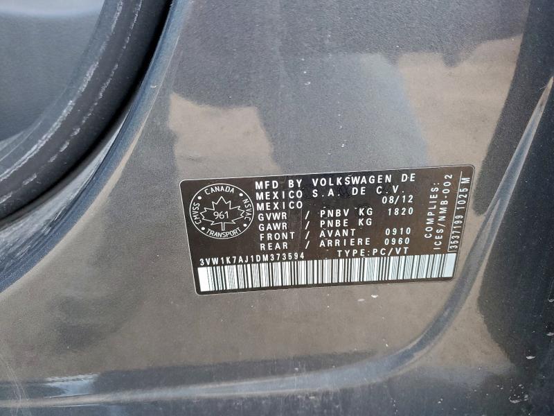 97435245 :رقم المزاد ، 3VW1K7AJ1DM373594 vin ، 2013 Volkswagen Jetta مزاد بيع