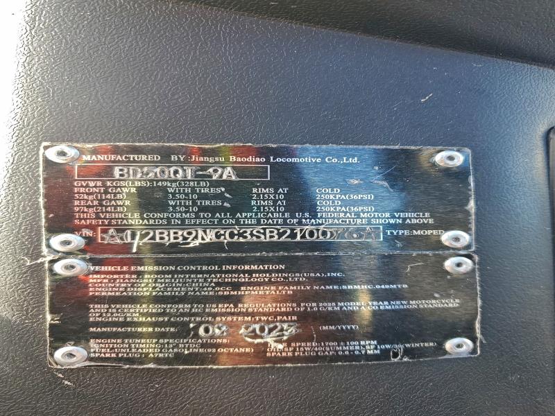 97294375 :رقم المزاد ، L2BB9NCC3SB210076 vin ، 2025 Jblc Scooter مزاد بيع