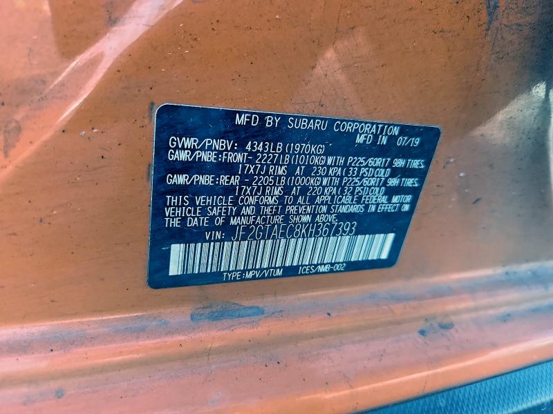 Aukcja sprzedaży 2019 Subaru Crosstrek, vin: JF2GTAEC8KH367393, numer aukcji: 96880895