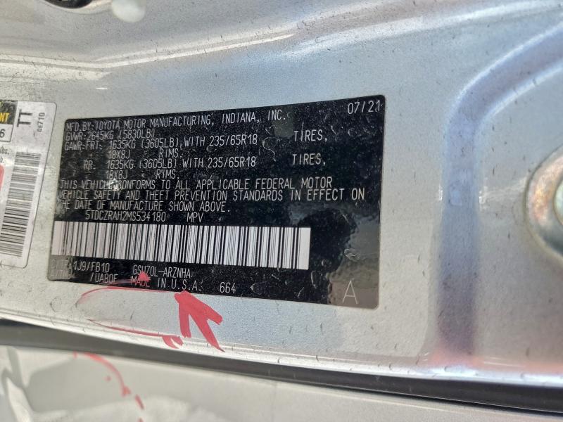 Aukcja sprzedaży 2021 Toyota Highlander, vin: 5TDCZRAH2MS534180, numer aukcji: 98032595