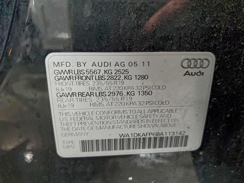 98056485 :رقم المزاد ، WA1DKAFP6BA113142 vin ، 2011 Audi Q5 مزاد بيع