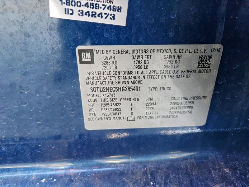 2017 Gmc Sierra K15 მანქანა იყიდება აუქციონზე, vin: 3GTU2NEC5HG285491, აუქციონის ნომერი: 97309875