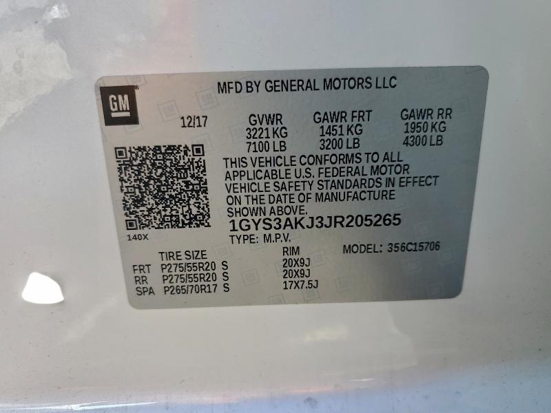 Продаж на аукціоні авто 2018 Cadillac Escalade, vin: 1GYS3AKJ3JR205265, номер лоту: 98081775
