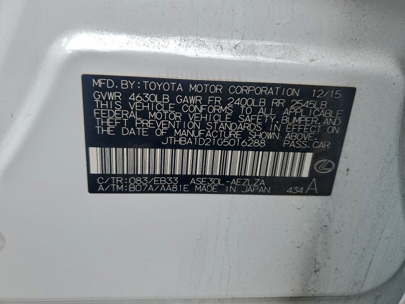 Продаж на аукціоні авто 2016 Lexus Is 200t, vin: JTHBA1D21G5016288, номер лоту: 94817825
