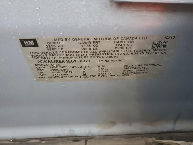 94897025 :رقم المزاد ، 2GKALMEK4E6150371 vin ، 2014 Gmc Terrain مزاد بيع