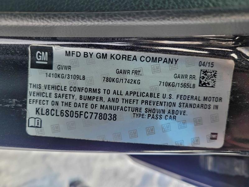 Продажа на аукционе авто 2015 Chevrolet Spark Ev 2, vin: KL8CL6S05FC778038, номер лота: 95171975