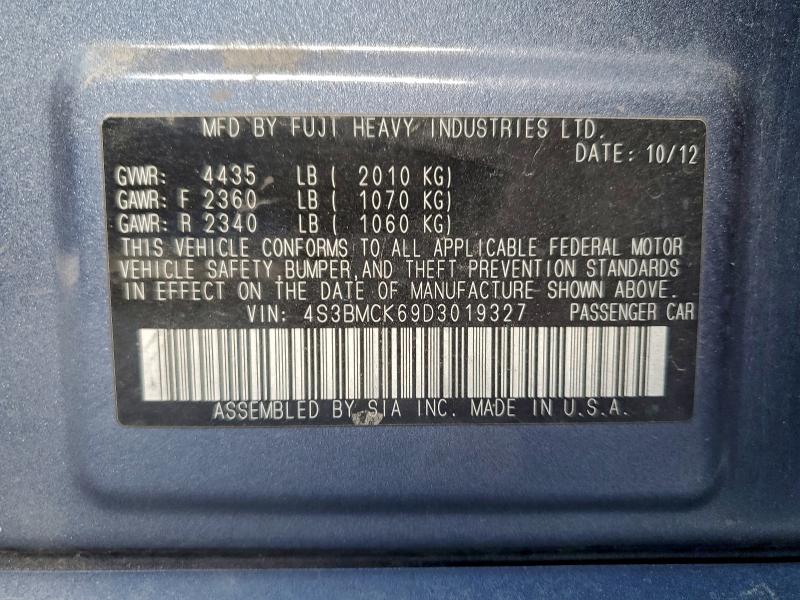 97788445 :رقم المزاد ، 4S3BMCK69D3019327 vin ، 2013 Subaru Legacy 2.5 مزاد بيع