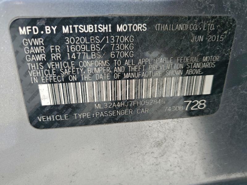 Продаж на аукціоні авто 2015 Mitsubishi Mirage Es, vin: ML32A4HJ7FH052846, номер лоту: 97529905