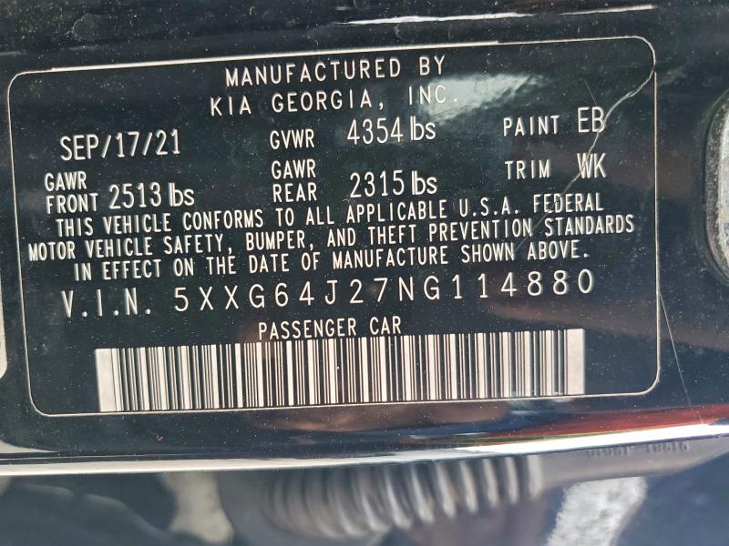 Продаж на аукціоні авто 2022 Kia K5 Gt Line, vin: 5XXG64J27NG114880, номер лоту: 97646505