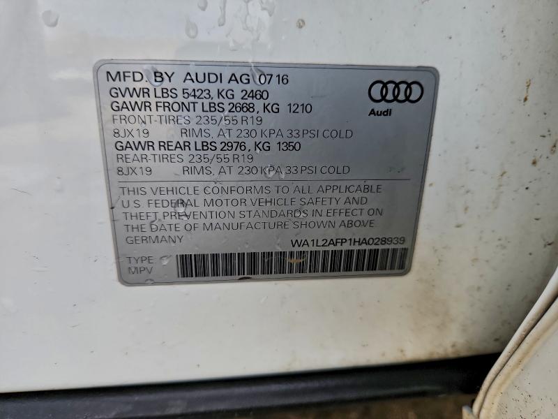 Продаж на аукціоні авто 2017 Audi Q5, vin: WA1L2AFP1HA028939, номер лоту: 95773805