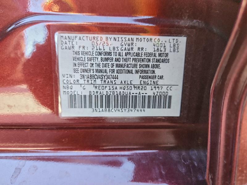 Продаж на аукціоні авто 2025 Nissan Sentra, vin: 3N1AB8CV4SY347444, номер лоту: 95848775