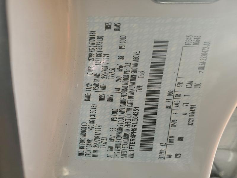 2024 Ford Ranger მანქანა იყიდება აუქციონზე, vin: 1FTER4PH9RLE64351, აუქციონის ნომერი: 98223175