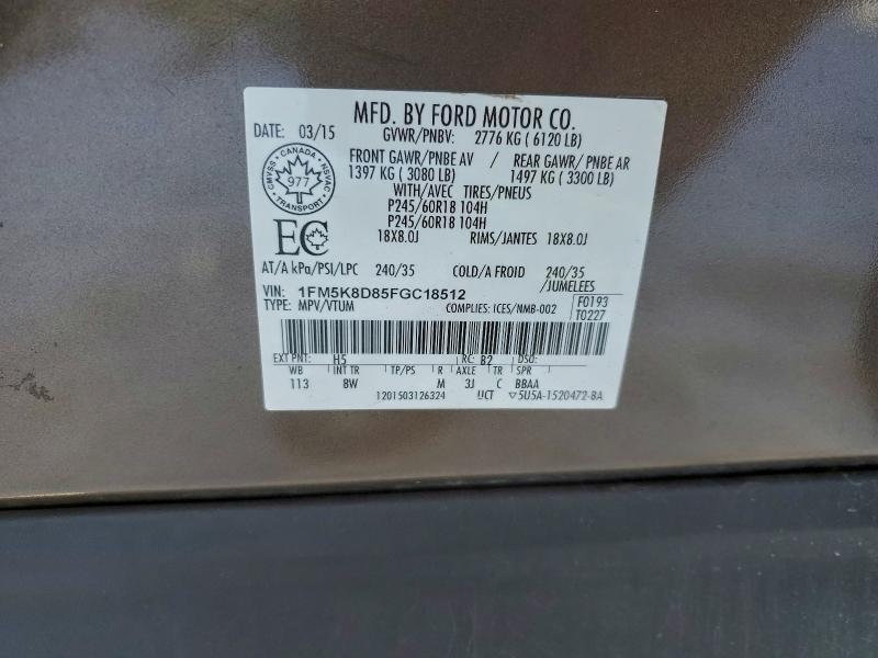 Продажа на аукционе авто 2015 Ford Explorer, vin: 1FM5K8D85FGC18512, номер лота: 91024515