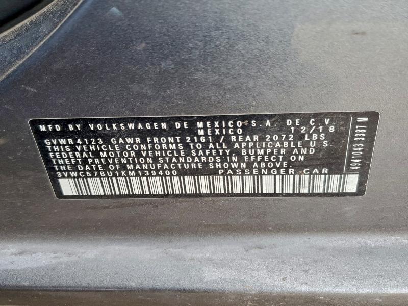 Aukcja sprzedaży 2019 Volkswagen Jetta, vin: 3VWC57BU1KM139400, numer aukcji: 95717835