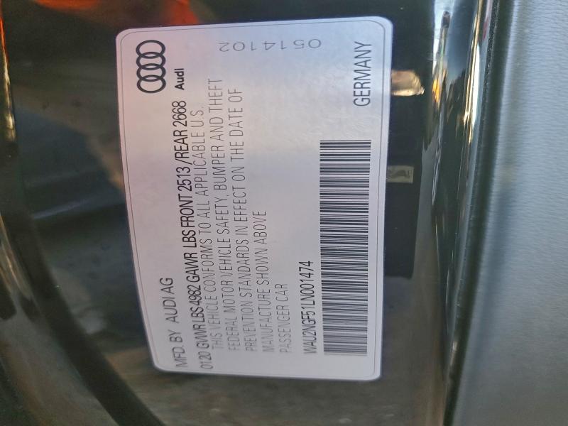 Продаж на аукціоні авто 2020 Audi A5, vin: WAU2NGF51LN001474, номер лоту: 94929095