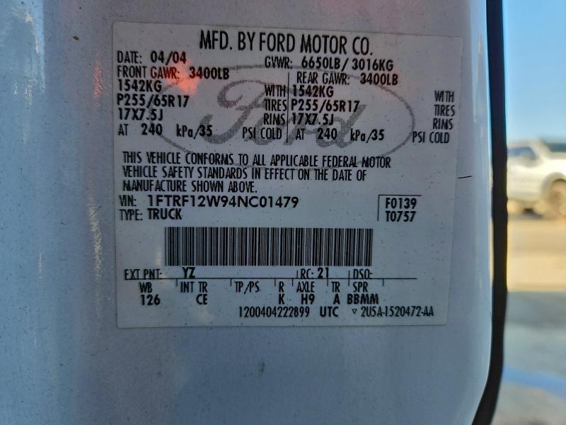 Продаж на аукціоні авто 2004 Ford F150, vin: 1FTRF12W94NC01479, номер лоту: 94737085