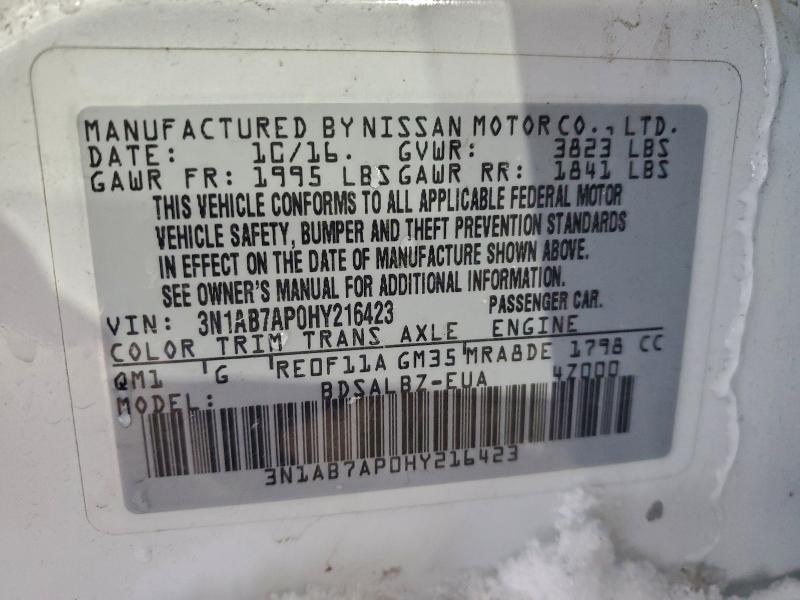 Aukcja sprzedaży 2017 Nissan Sentra, vin: 3N1AB7AP0HY216423, numer aukcji: 94375155