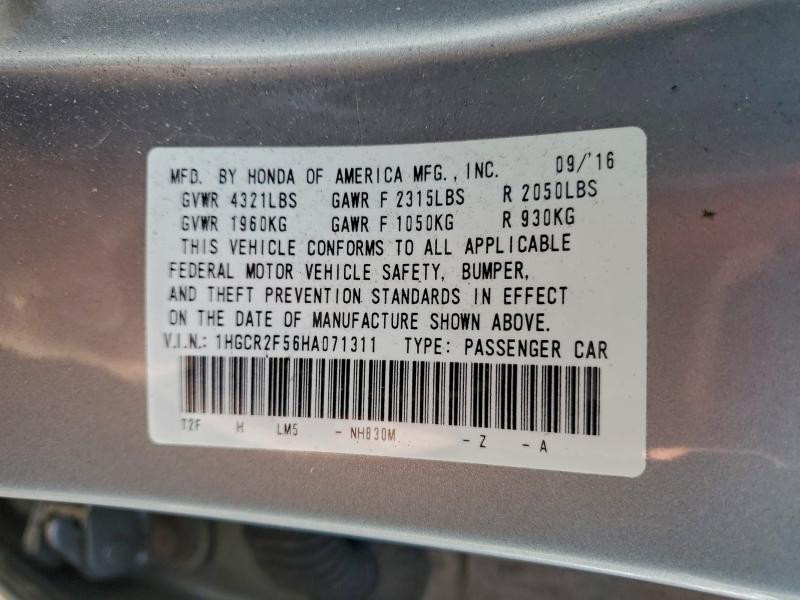 95444775 :رقم المزاد ، 1HGCR2F56HA071311 vin ، 2017 Honda Accord مزاد بيع