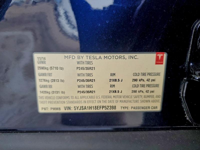 Продажа на аукционе авто 2014 Tesla Model S, vin: 5YJSA1H18EFP52398, номер лота: 96067275