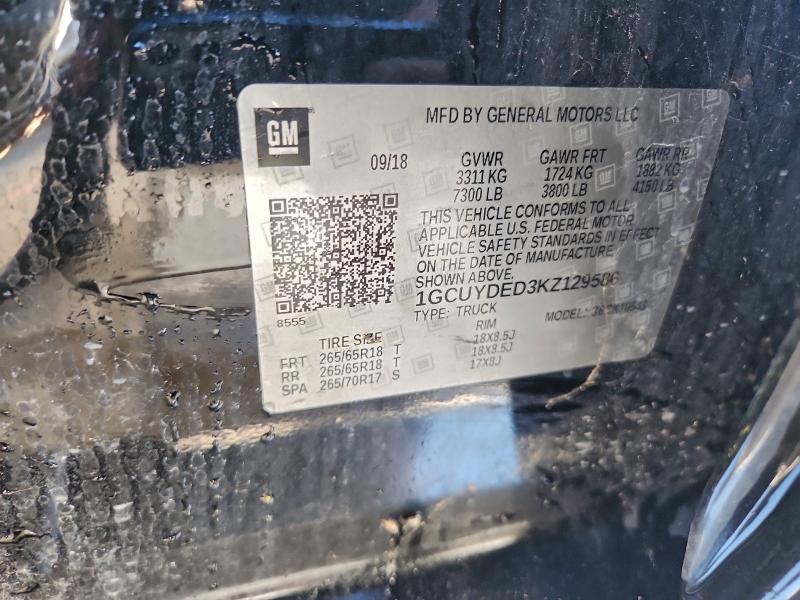 96056575 :رقم المزاد ، 1GCUYDED3KZ129586 vin ، 2019 Chevrolet Silverado مزاد بيع