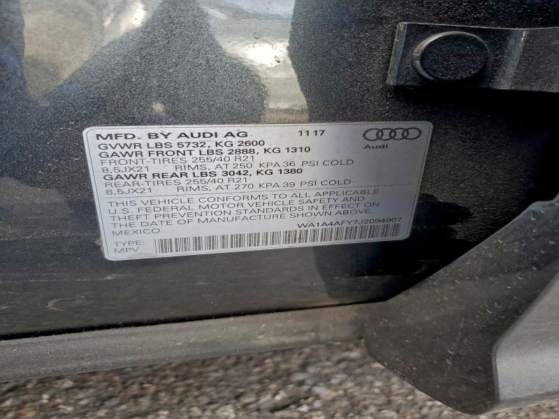 Продажа на аукционе авто 2018 Audi Sq5, vin: WA1A4AFY7J2094907, номер лота: 97341285