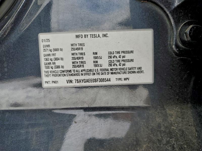 Auction sale of the 2025 Tesla Model Y, vin: 7SAYGAEE0SF308544, lot number: 95700385