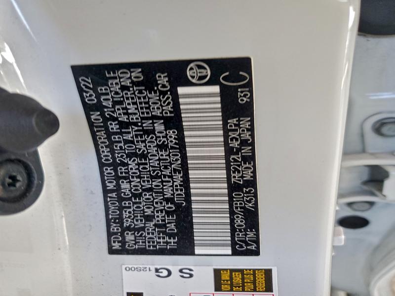 97645635 :رقم المزاد ، JTDEPMAE7N3017998 vin ، 2022 Toyota Corolla مزاد بيع
