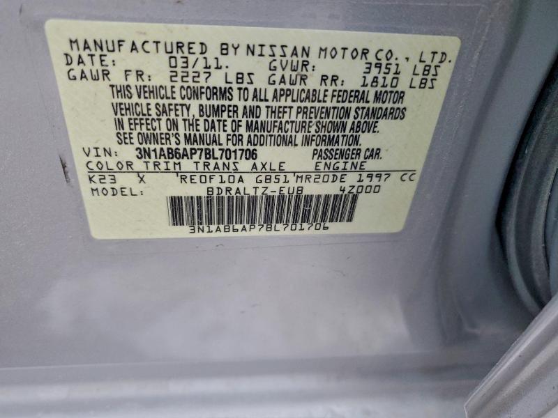 Продаж на аукціоні авто 2011 Nissan Sentra 2.0, vin: 3N1AB6AP7BL701706, номер лоту: 94967665