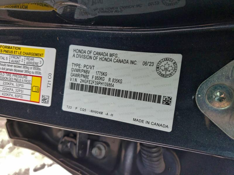 Aukcja sprzedaży 2023 Honda Civic, vin: 2HGFE2F39PH109864, numer aukcji: 96778075