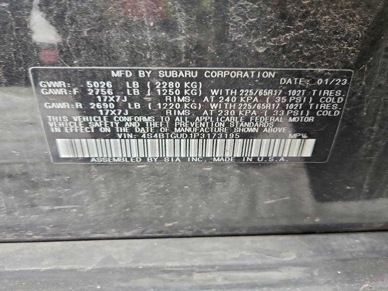 Продажа на аукционе авто 2023 Subaru Outback, vin: 4S4BTGUD1P3173195, номер лота: 95140015