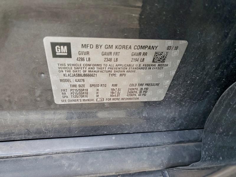 Продаж на аукціоні авто 2018 Buick Encore, vin: KL4CJASB8JB666621, номер лоту: 97435345