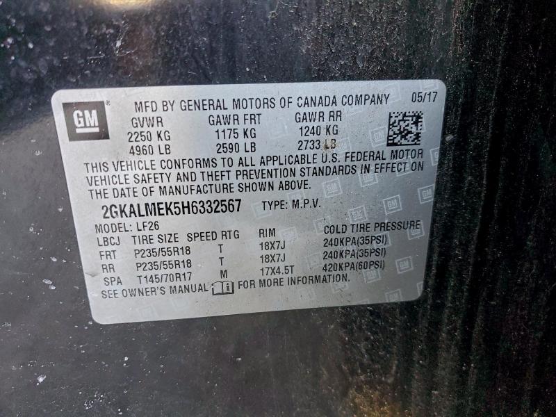Aukcja sprzedaży 2017 Gmc Terrain, vin: 2GKALMEK5H6332567, numer aukcji: 96671125